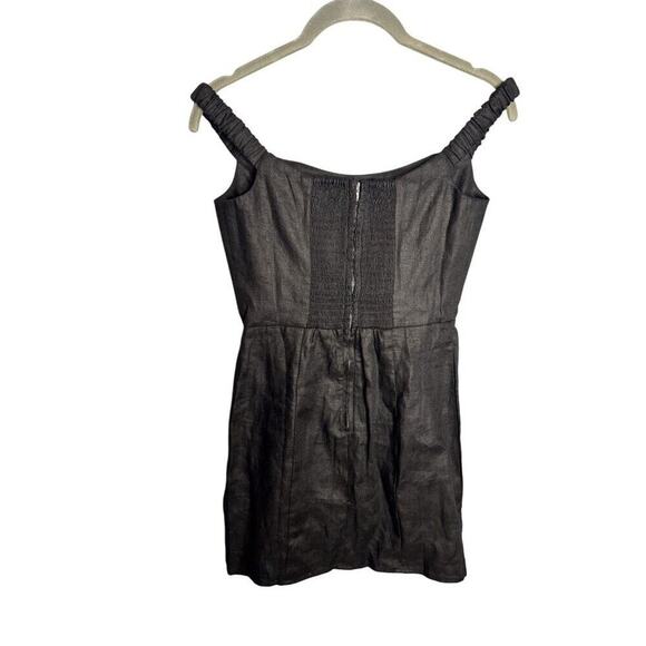 NEW Reformation Sawyer Linen Mini Dress Black Size 2 - Picture 7 of 10